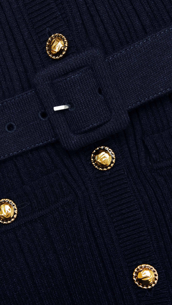 AIIZIE CLEMENTINE NAVY VISCOSE KNIT MINI DRESS - product image