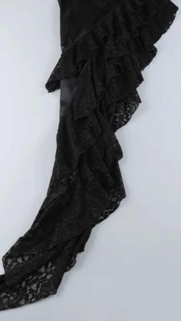 AIIZIE BLACK LACE SATIN CORSET DRESS - product image