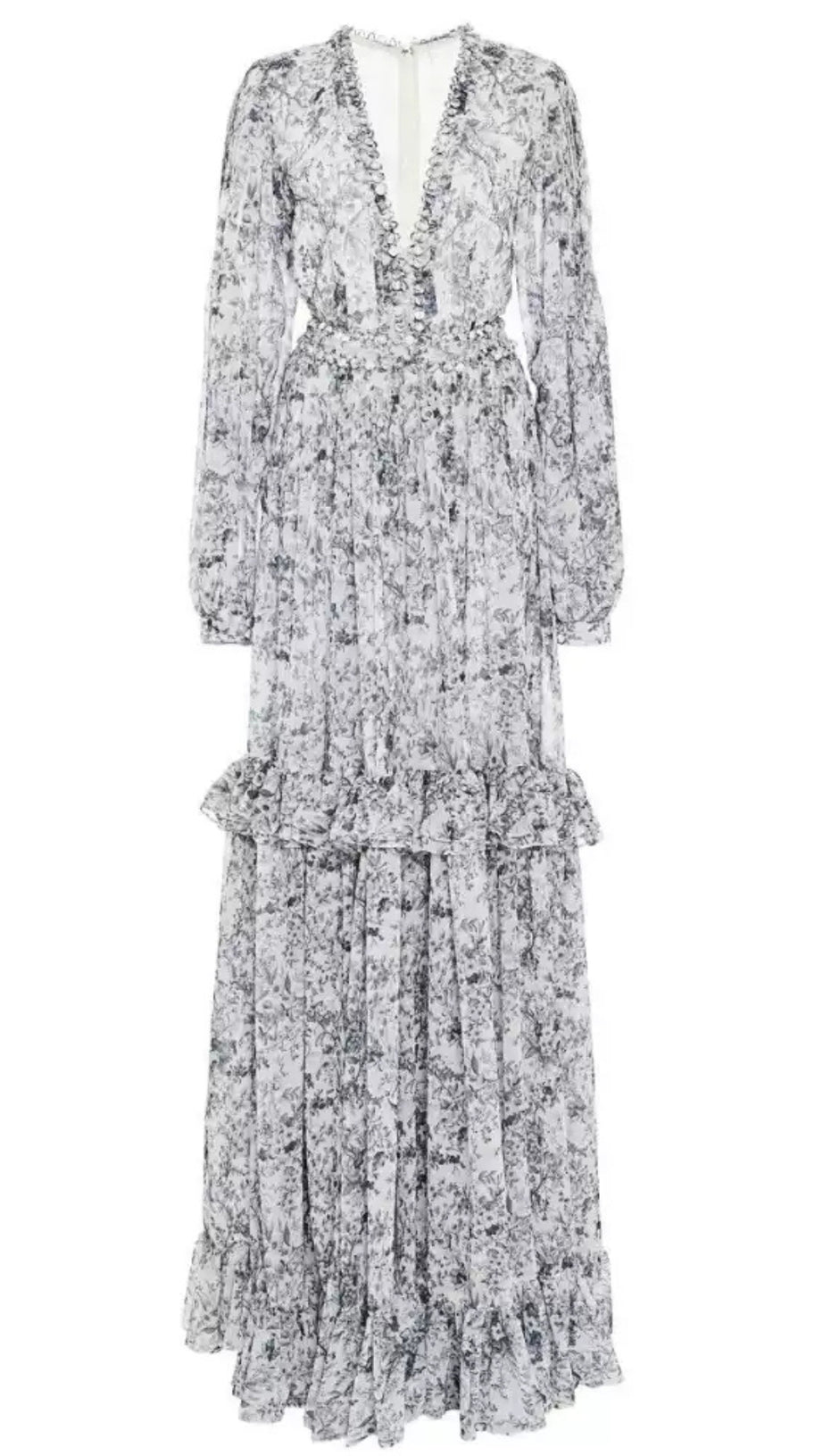 ELEGANT FLORAL V - NECK MAXI DRESS