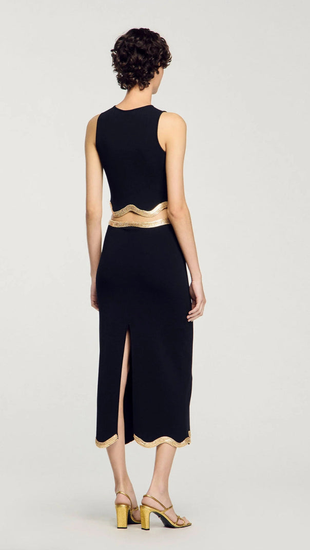 AIIZIE BLACK CROPPED JUMPER WITH CHAIN DETAIL - product image