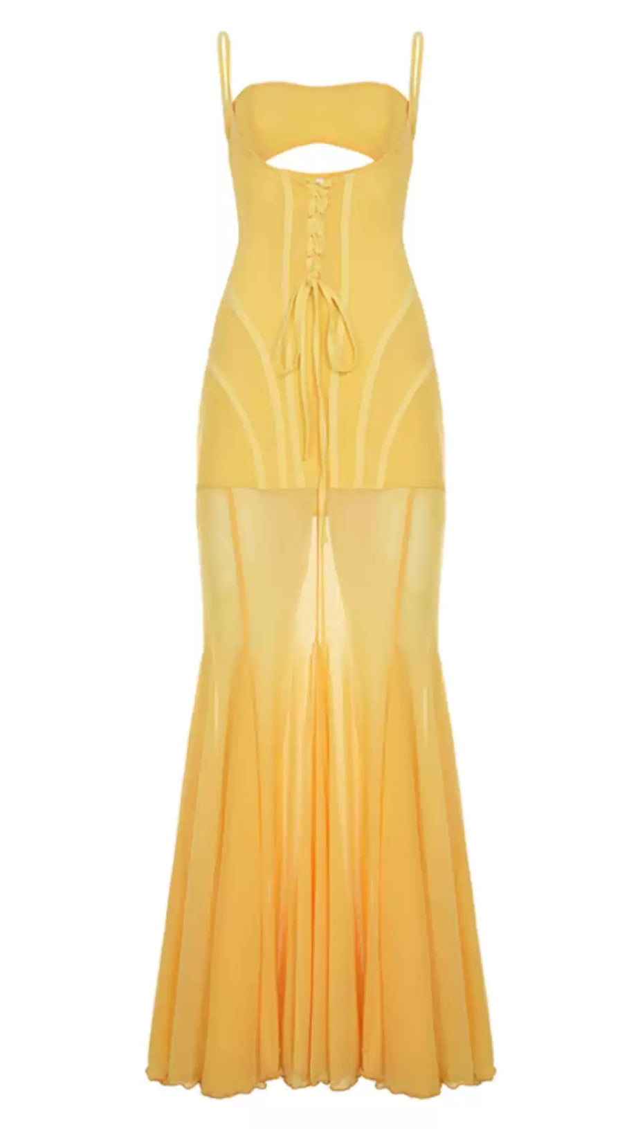 YELLOW CUT - OUT CORSET MERMAID MAXI DRESS