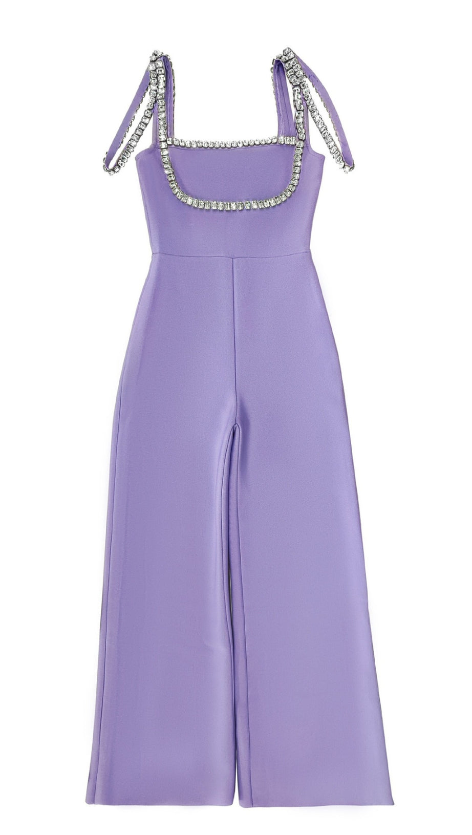 PURPLE JUMPSUIT WITH WIDE - LEG PANTS
