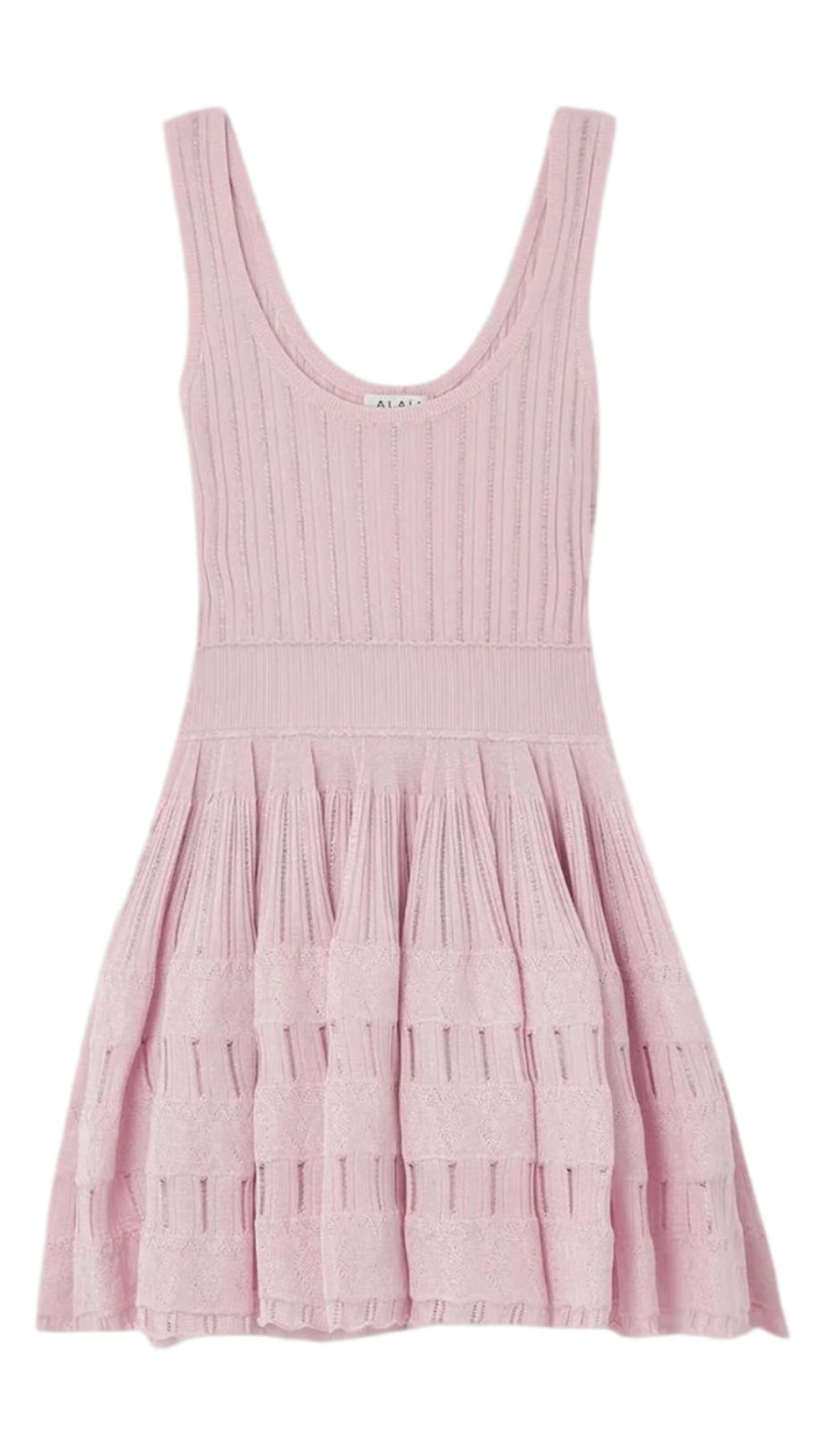 RIBBED POINTELLE KNIT MINI DRESS IN PINK