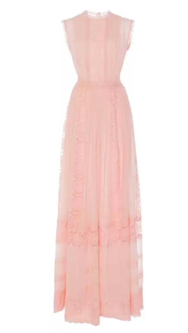 AIIZIE PINK SLEEVELESS LACE MAXI DRESS - product image