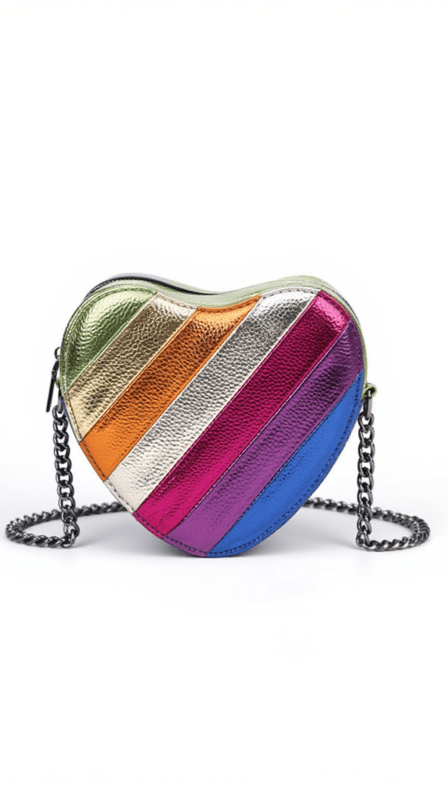 ISKRA METALLIC HEART LEATHER CLUTCH