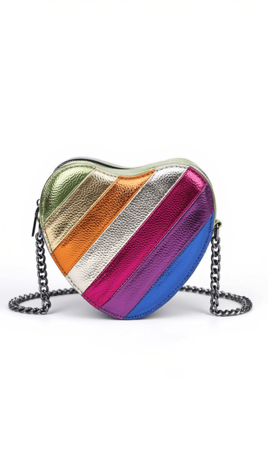 ISKRA METALLIC HEART LEATHER CLUTCH