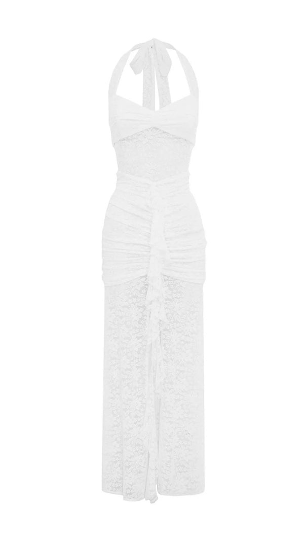 AIIZIE WHITE LACE HALTER NECK MAXI DRESS - product image