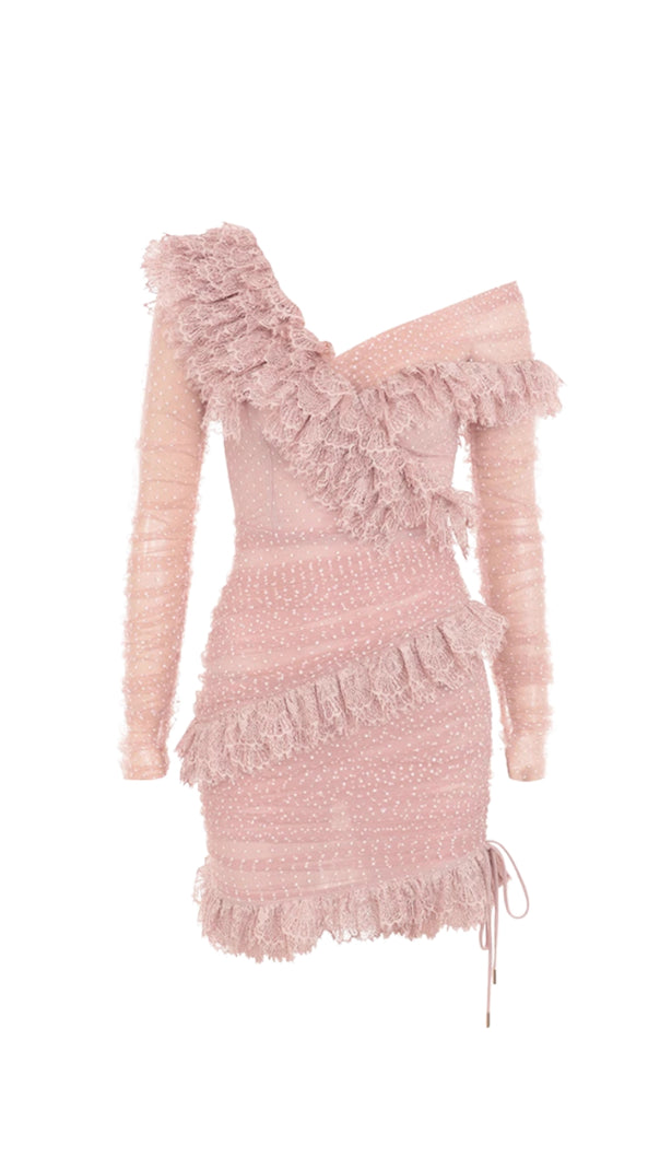 AIIZIE AURORA MESH DOT RUCH MINI DRESS - product image