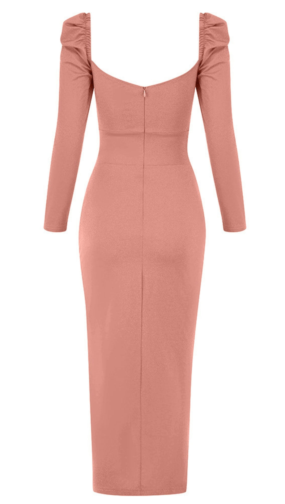 Midikleid mit Puffärmeln, quadratischem Ausschnitt und Schlitz in Pink