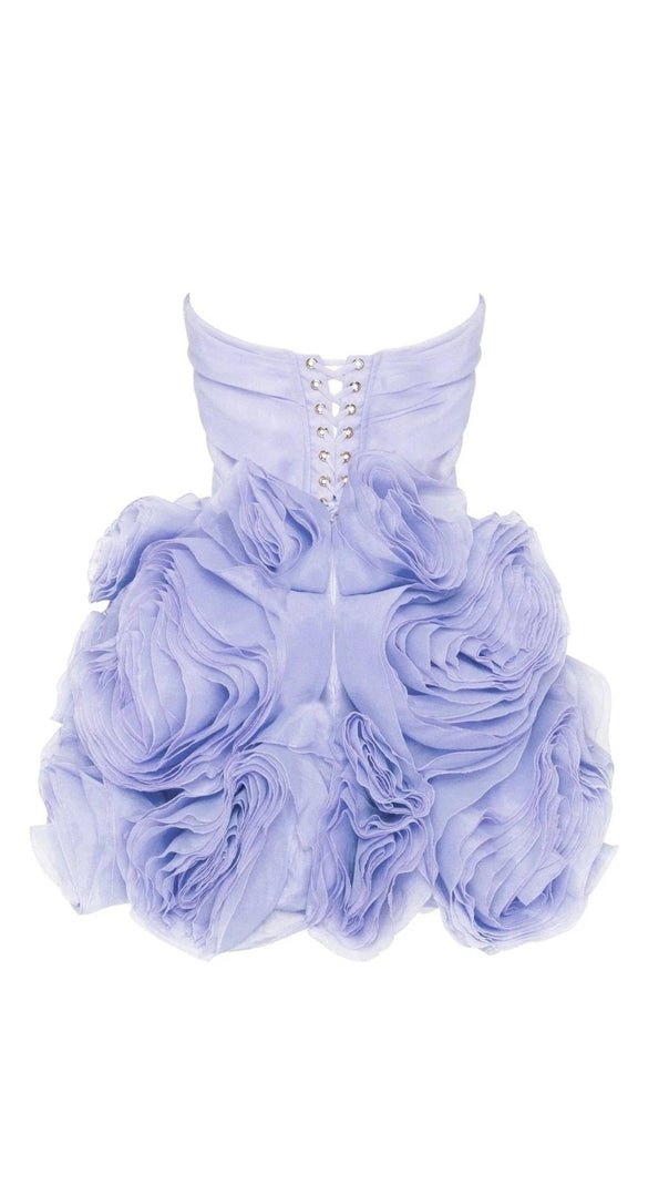 MINI ABITO IN ORGANZA CON APPLICAZIONI GEORGIA E LAVANDA