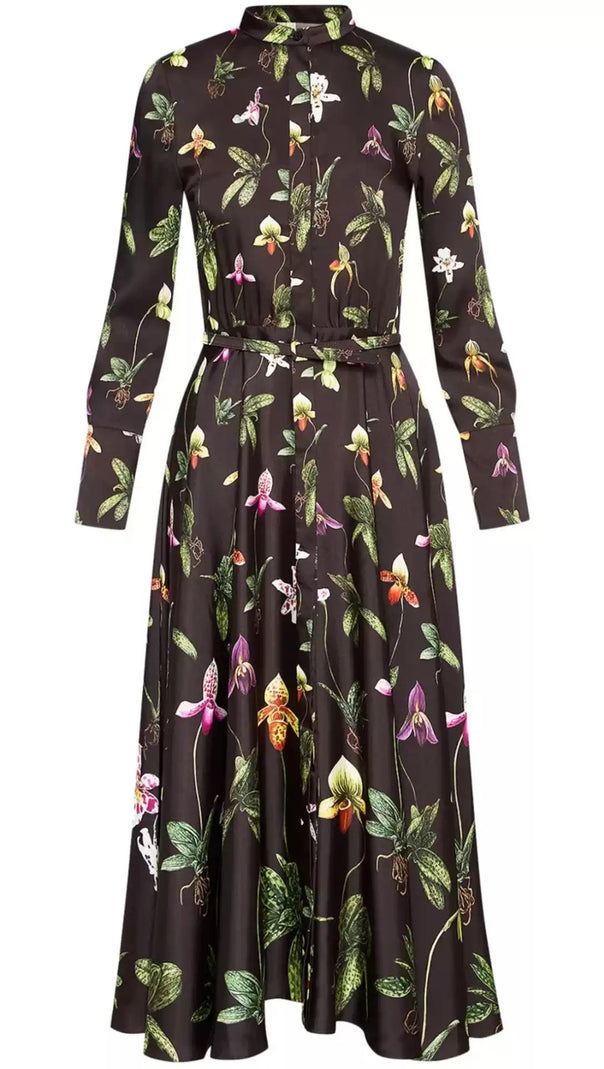 AIIZIE FLORAL PRINT BELTED SHIRT MIDI DRESS - product image