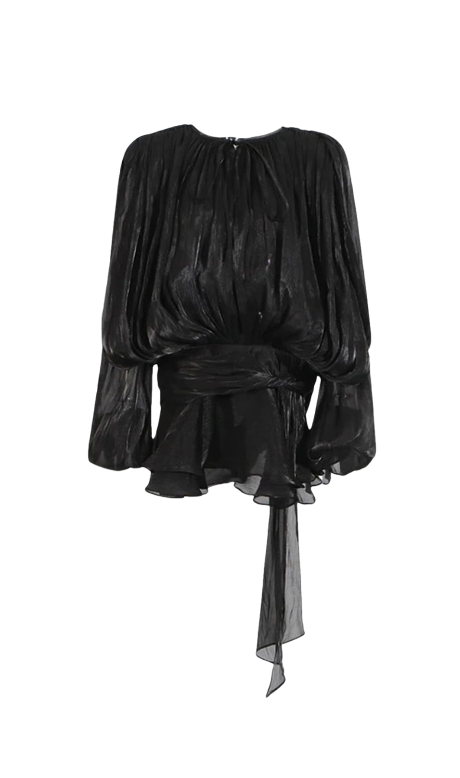Hermosa – Schwarzes Minikleid mit Ballonärmeln und Rüschen