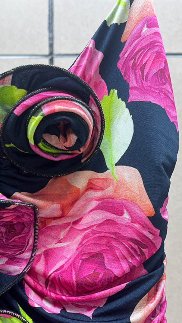 AIIZIE DENISE FLORAL RUCHED MINI DRESS IN PURPLE - product image