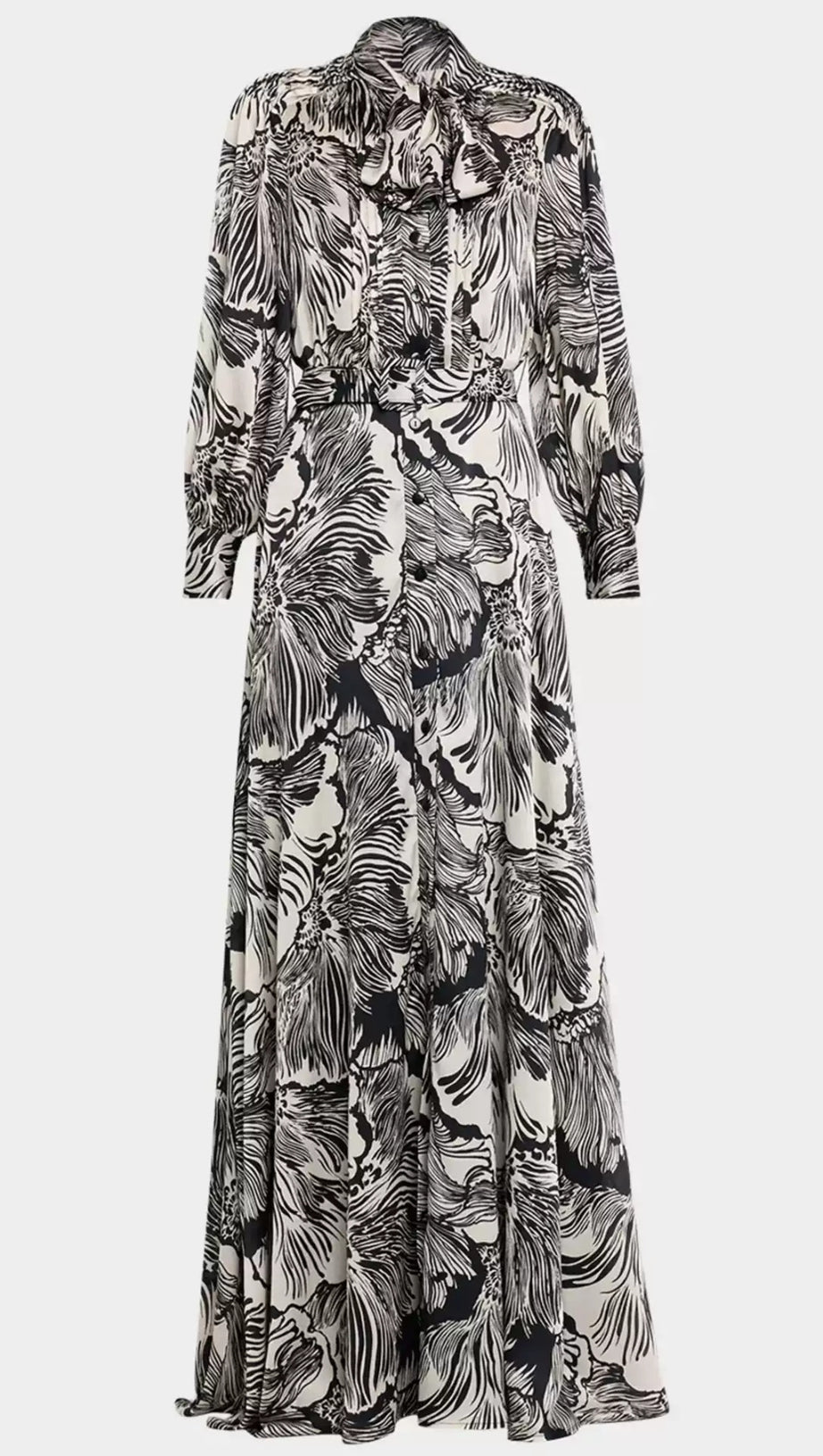 Monochromes Maxi-Hemdkleid mit Blumendruck 