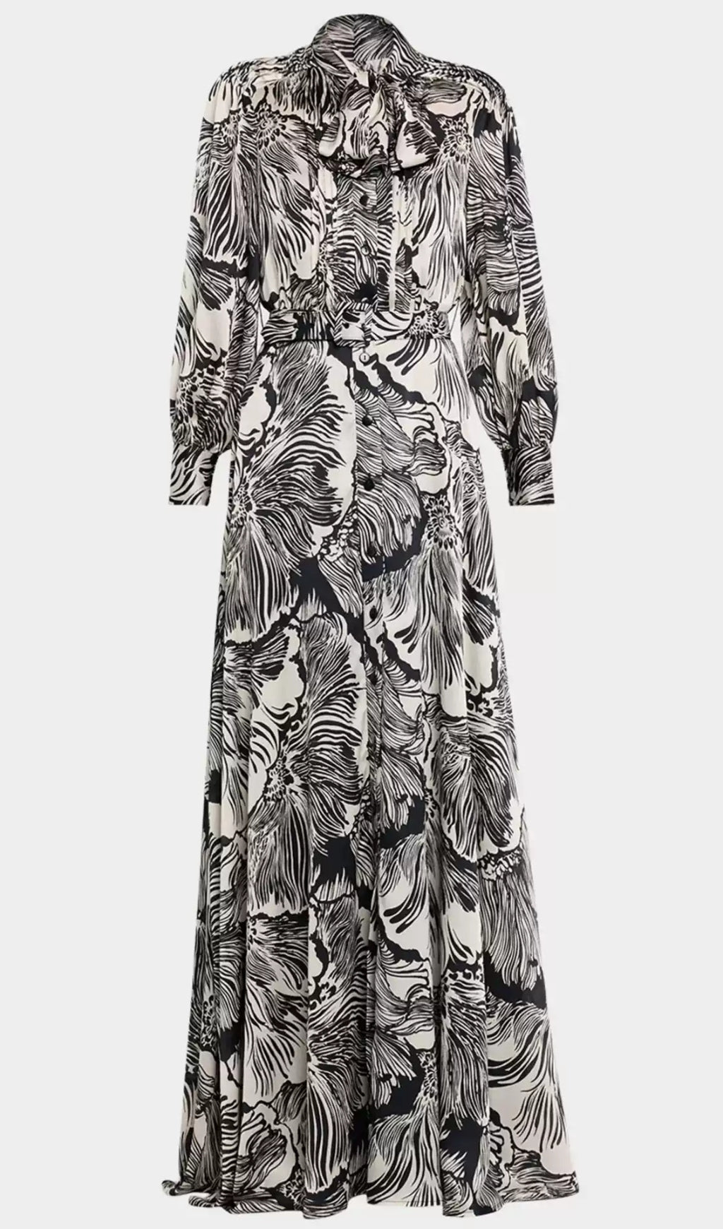 Monochromes Maxi-Hemdkleid mit Blumendruck 