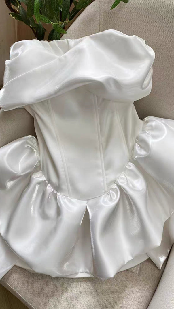 AIIZIE STRAPLESS CORSET MINI DRESS IN WHITE - product image