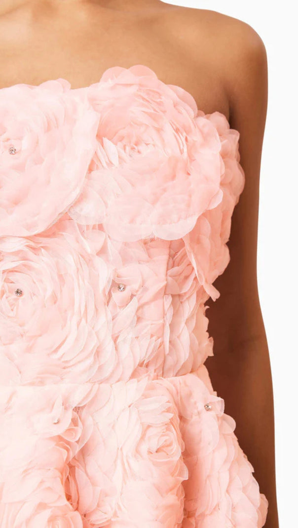 AIIZIE FLOWER RHINESTONE STRAPLESS MINI DRESS IN PINK - product image