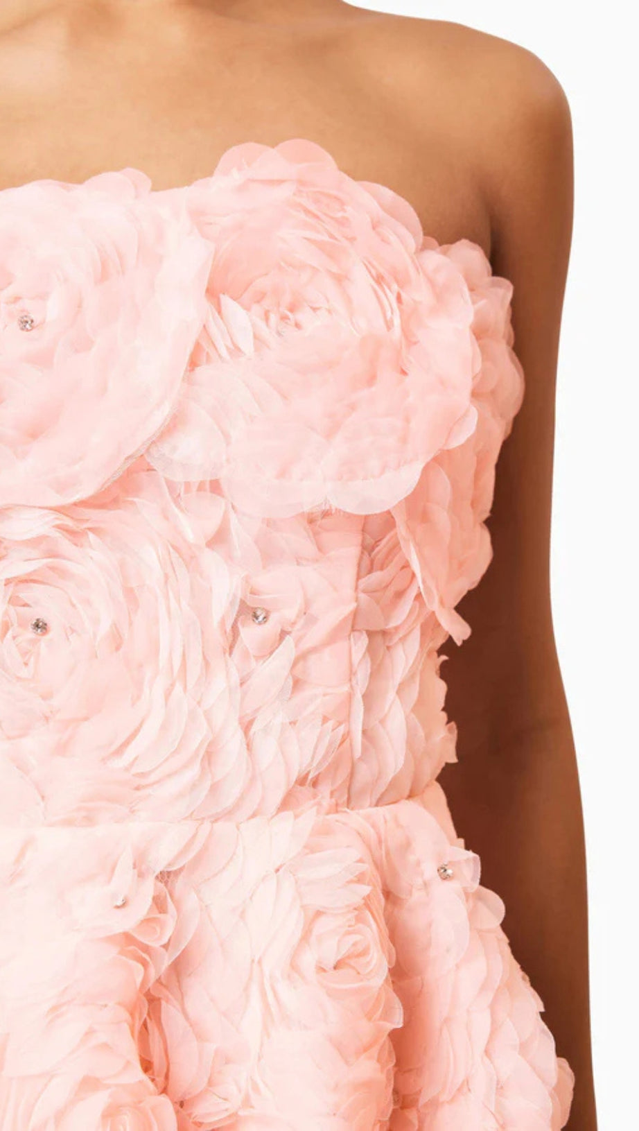 FLOWER RHINESTONE STRAPLESS MINI DRESS IN PINK