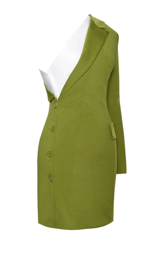 AIIZIE OLIVE ONE SLEEVE BLAZER MINI DRESS - product image