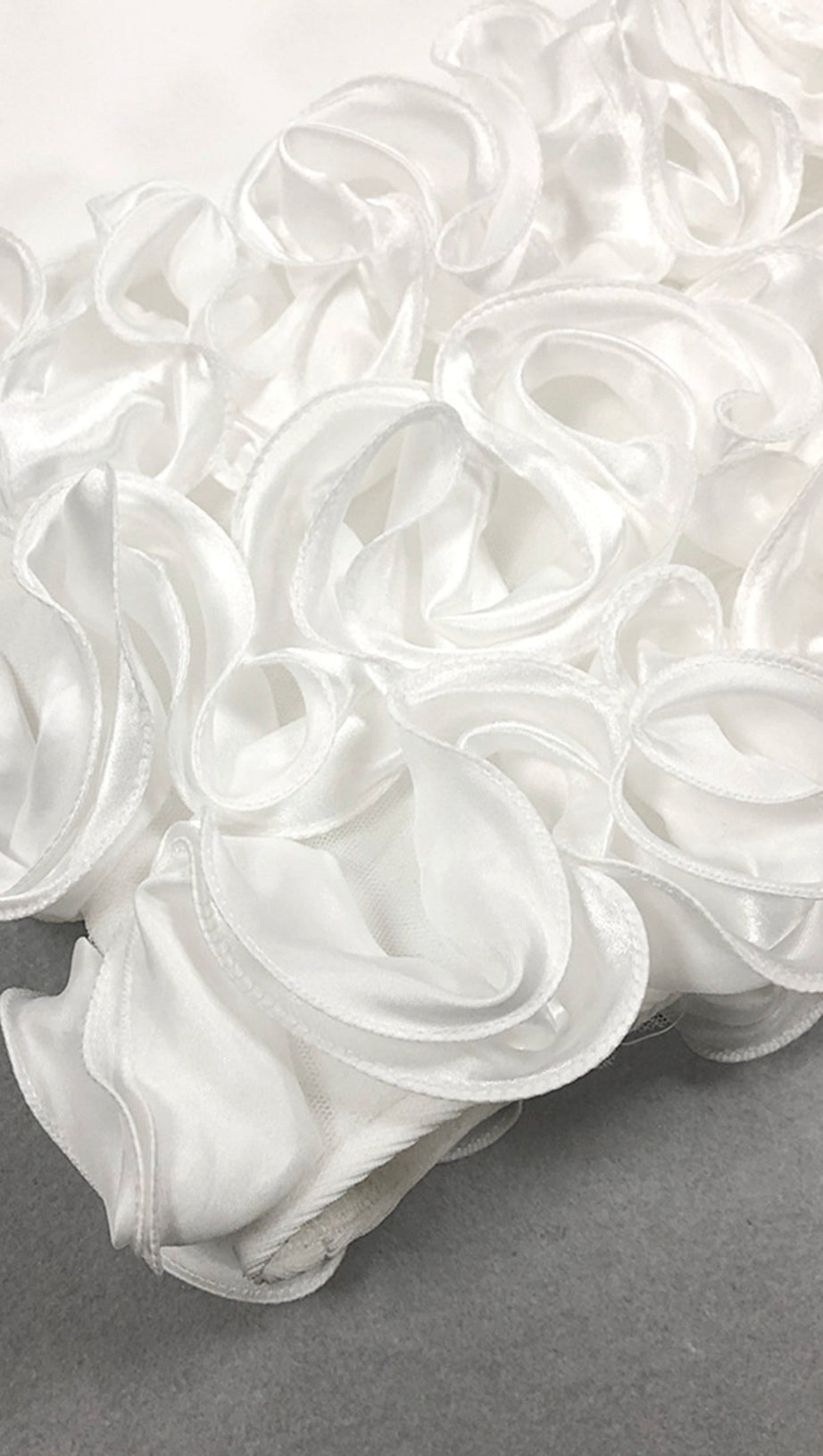 RHINESTONE - FEATHER RUFFLE - HEM LONG - SLEEVE MINI DRESS IN  WHITE