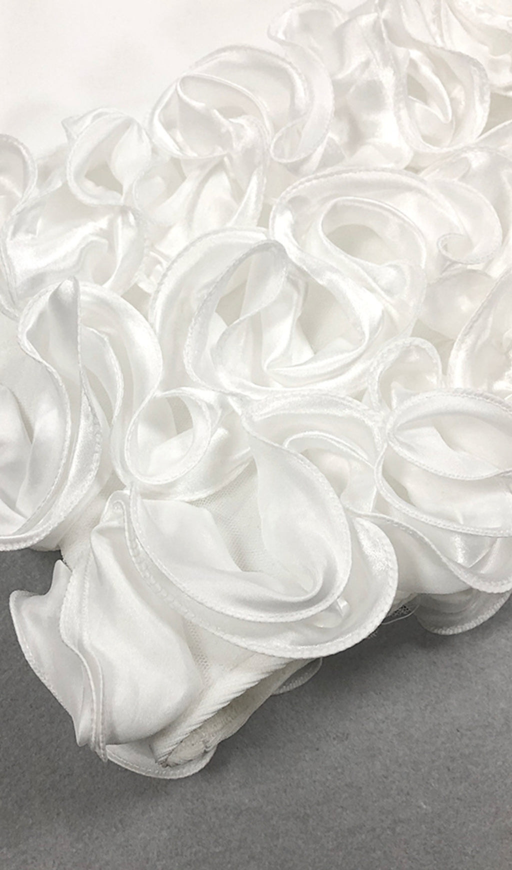 RHINESTONE - FEATHER RUFFLE - HEM LONG - SLEEVE MINI DRESS IN  WHITE