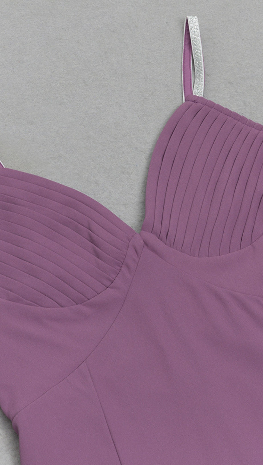 PLEATED - BUSTIER SIDE - SLIT MAXI DRESS IN LILAC