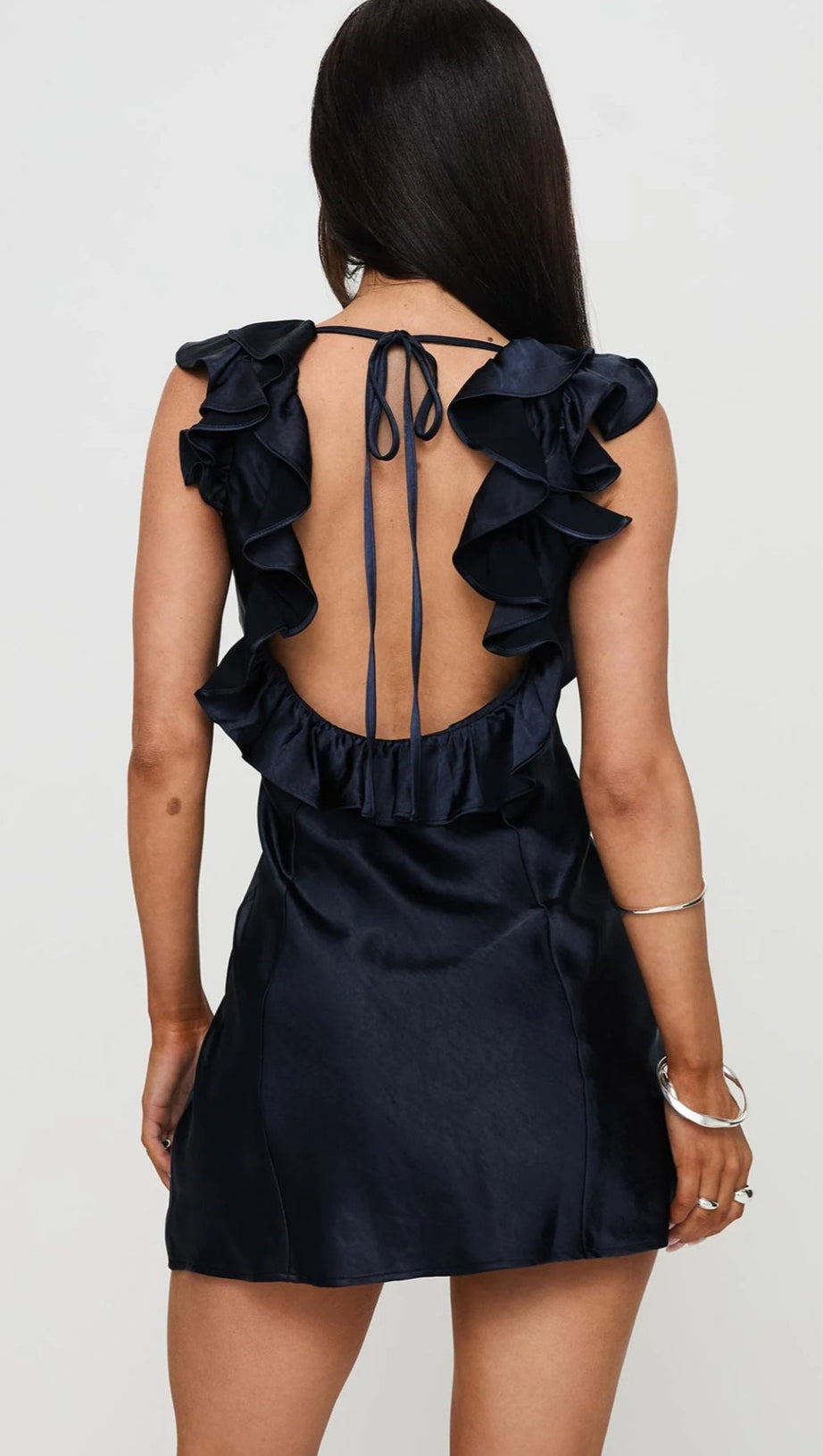 BUTACUP FRILL MINI DRESS IN NAVY