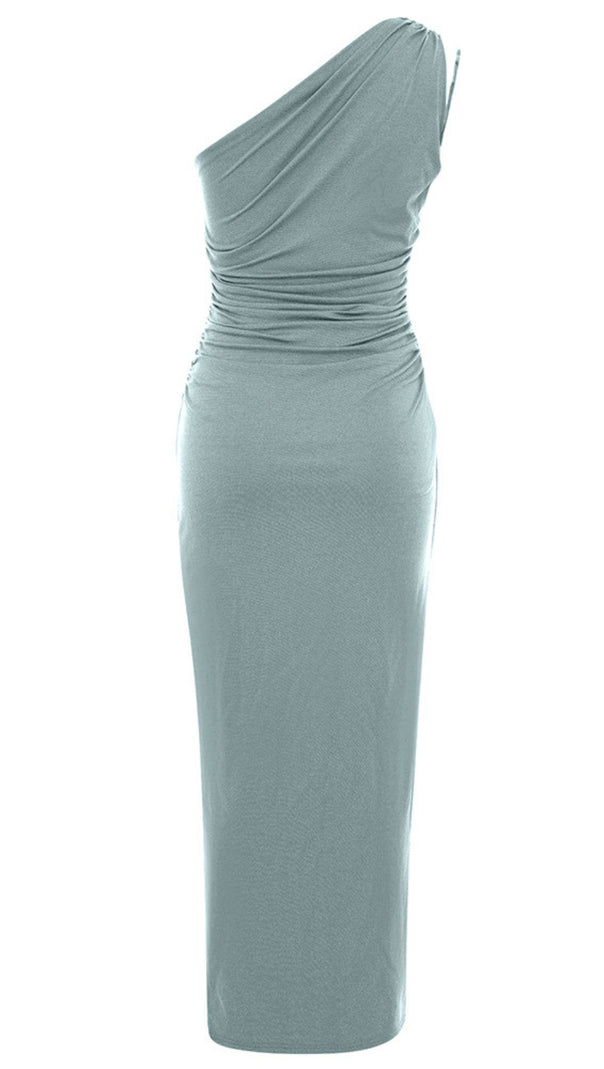 AIIZIE ONE - SHOULDER RUCHED MIDI DRESS IN BLUE - product image
