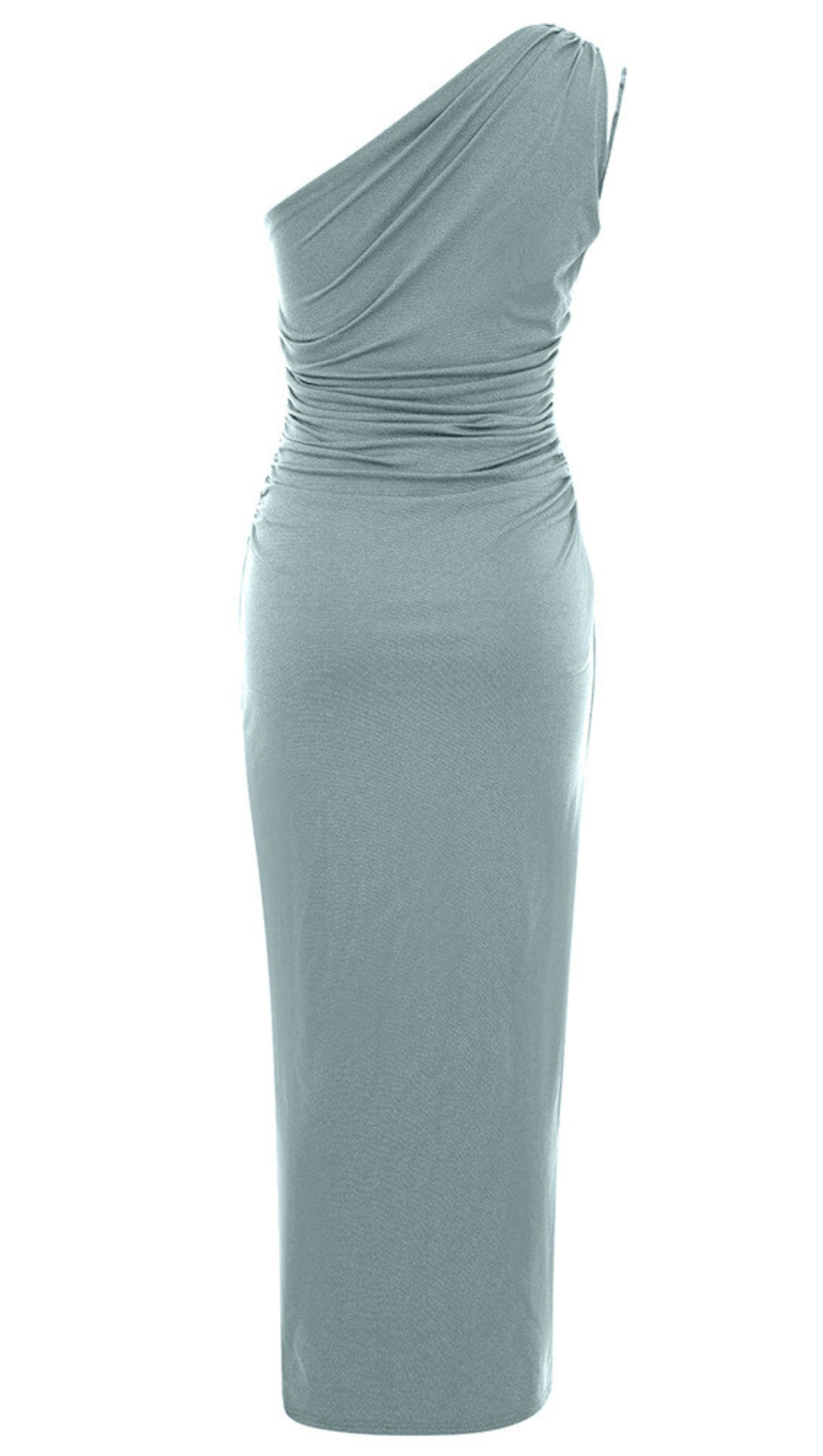 Gerafftes One-Shoulder-Midikleid in Blau 