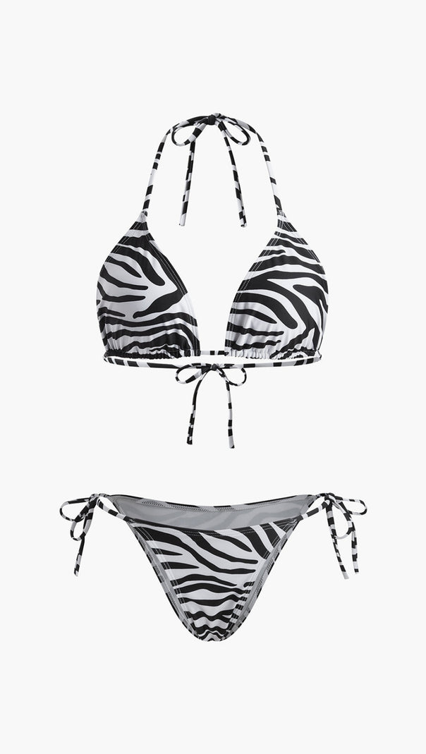 AIIZIE ZEBRA STRIPED TRIANGLE BIKINI SET - product image