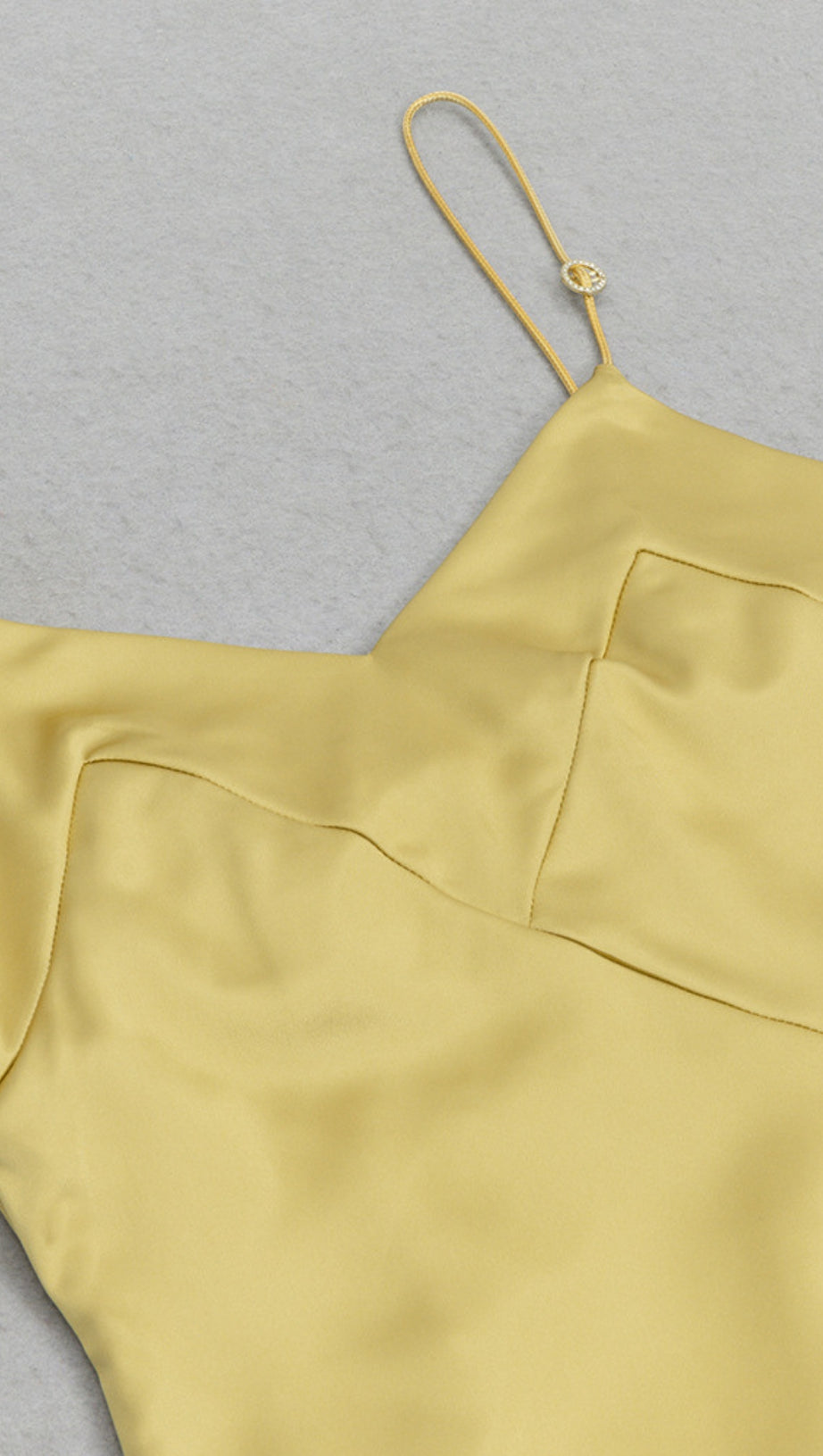 SATIN ASYMMETRIC RUFFLED  MIDI DRESS IN YELLOW