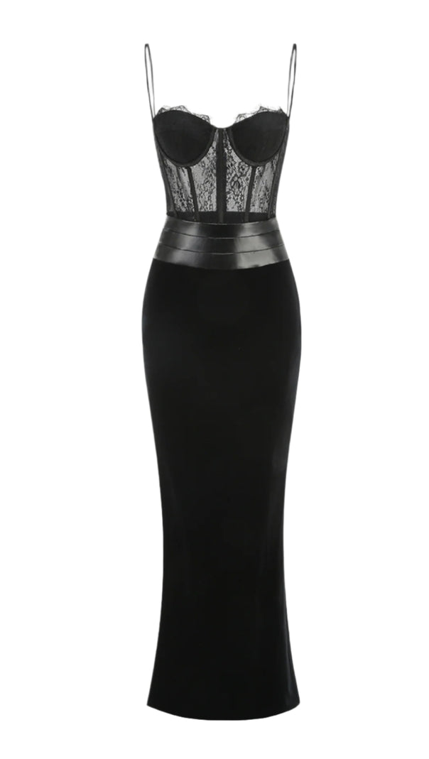 AIIZIE LACE CORSET VELVET MAXI DRESS - product image