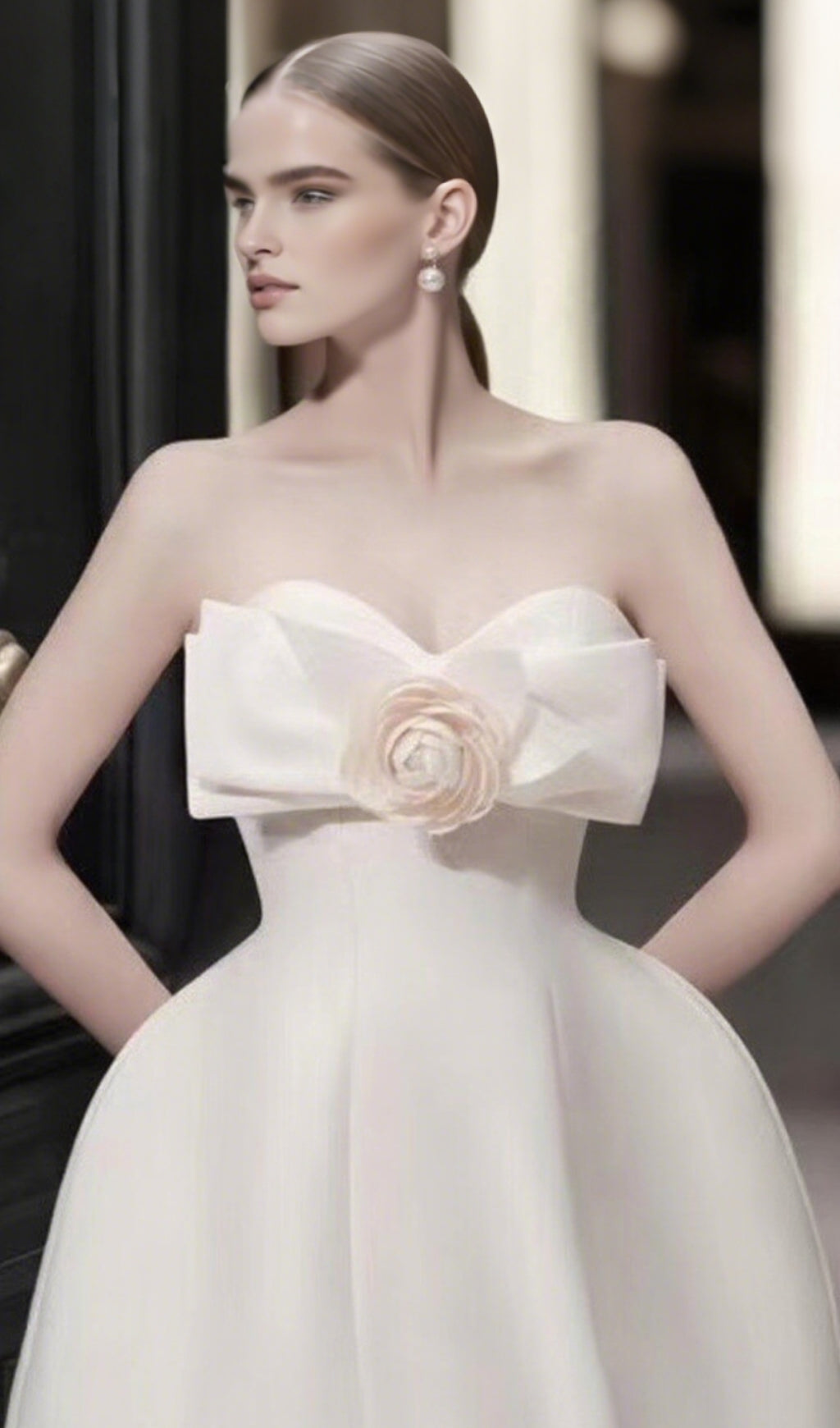 BOW DECORATIVE BANDEAU DRESS SET IN CHAMPAGNE