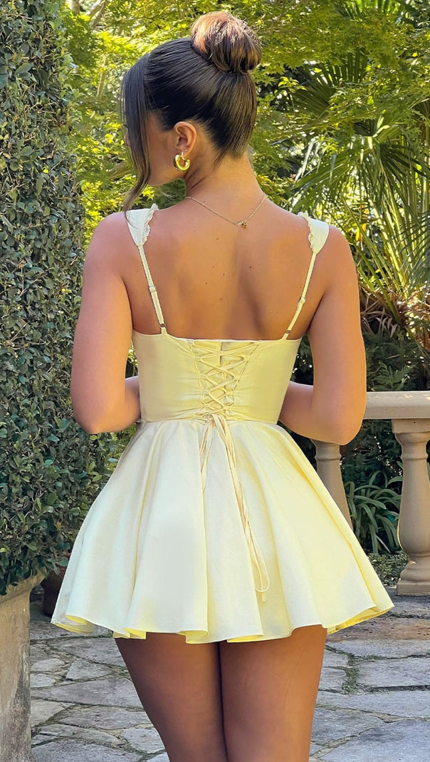 AIIZIE ANTONELLA MINI DRESS - LEMON - product image