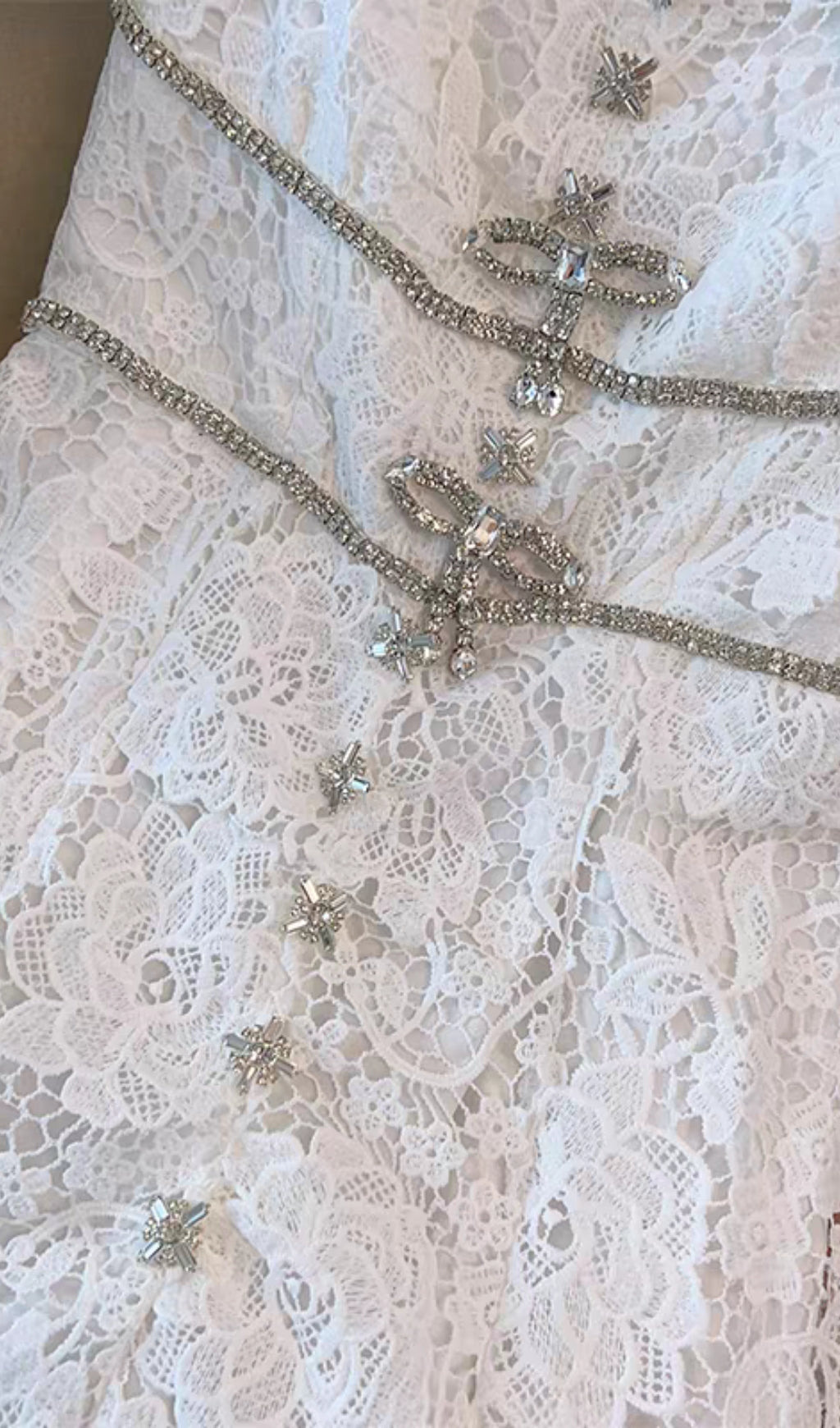 AIIZIE EMBROIDERED LACE MIDI DRESS IN CREAM - product image
