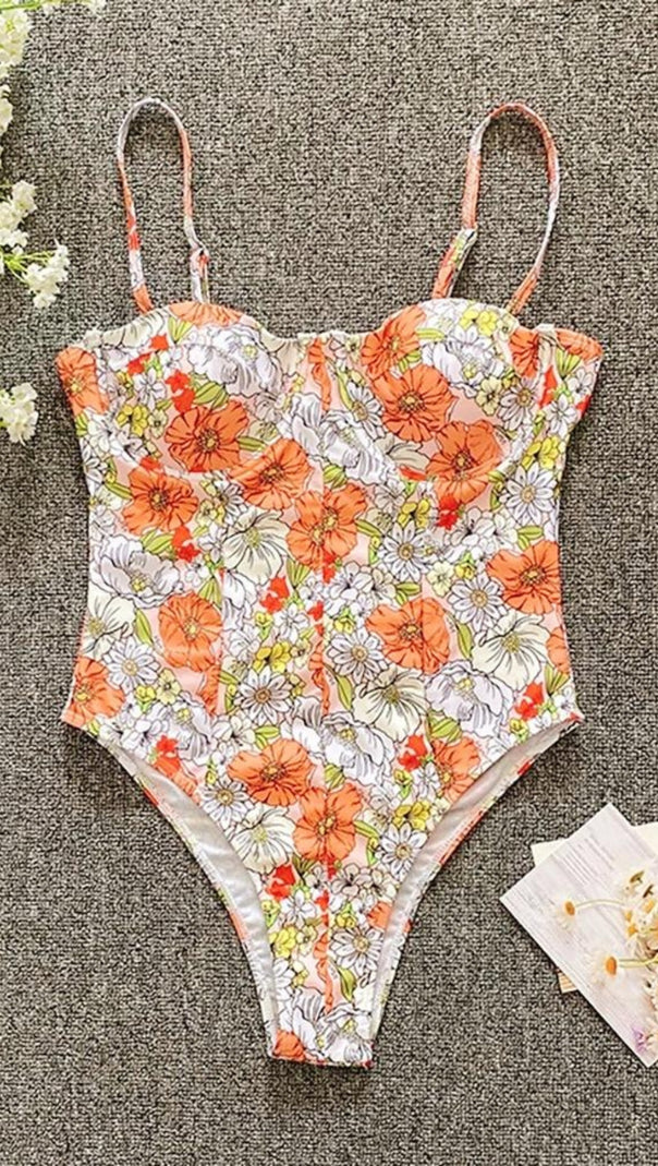 AIIZIE MOIS PRINTED CUTOUT SWIMSUIT - product image
