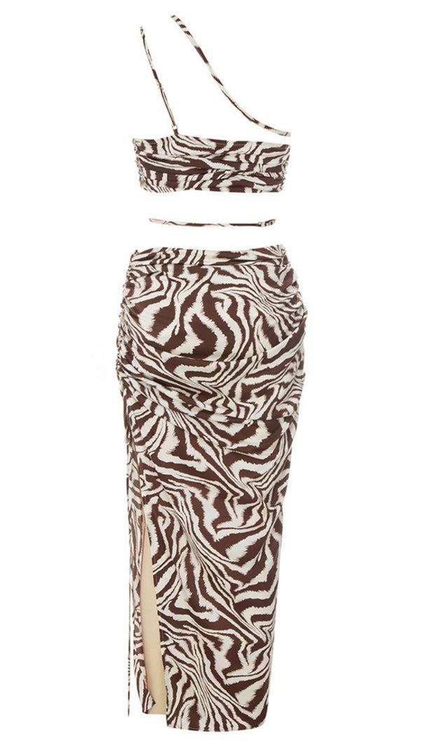 AIIZIE ZEBRA - PRINT ONE - SHOULDER CUT - OUT MIDI DRESS - product image