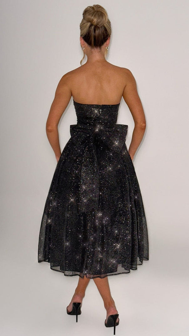 AIIZIE MARISSA MIDI DRESS - BLACK SPARKLE - product image