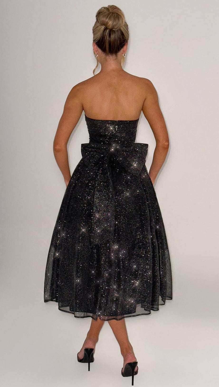 MARISSA MIDI DRESS - BLACK SPARKLE