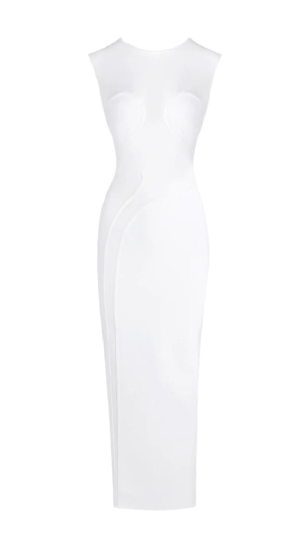 AIIZIE CARMINA MESH PANELED MAXI BANDAGE DRESS IN WHITE - product image