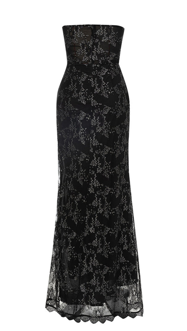 AIIZIE LACE STRAPLESS SIDE - SLIT MERMAID GOWN IN BLACK - product image