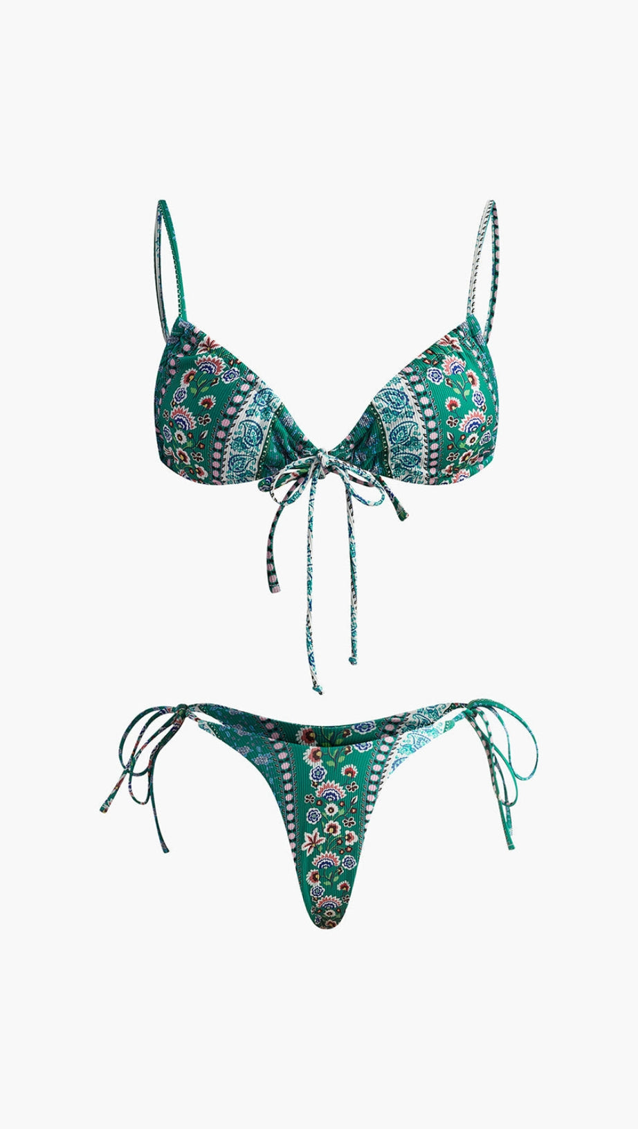 Bikini-Set mit Blumenmuster und Bindeband vorne