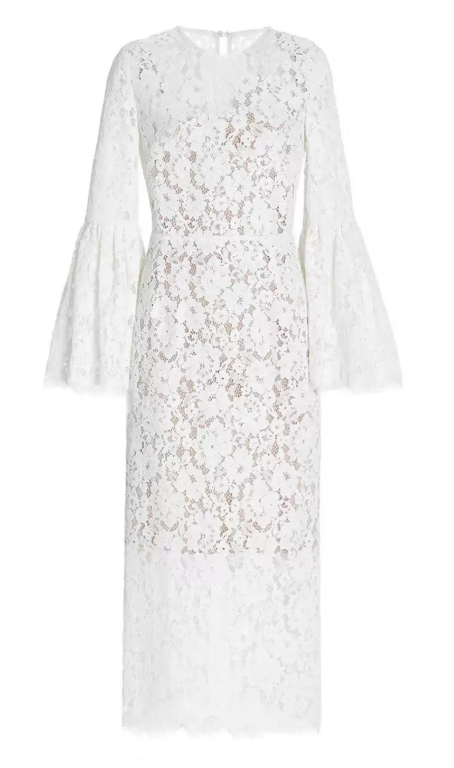 White Lace Hollow Midi Dress