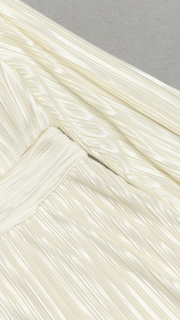AIIZIE PLEATED MOCK NECK BELTED MINI DRESS IN WHITE - product image
