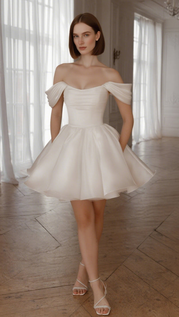 AIIZIE MOLLY DETACHABLE STRAPS MINI DRESS IN LIGHT IVORY - product image
