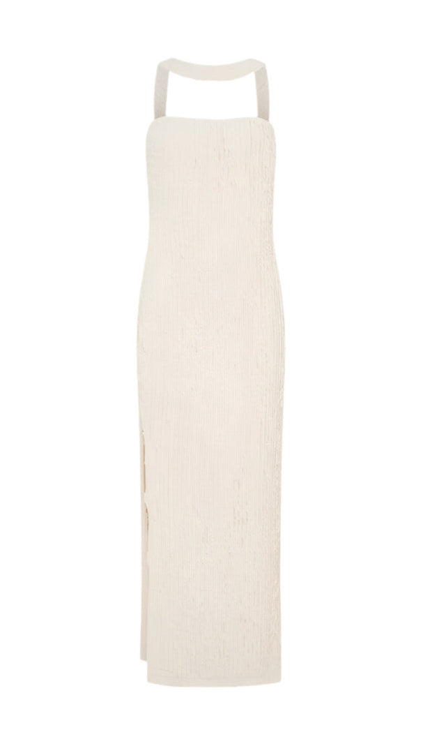 AIIZIE HALTER STRAPLESS SLIT MAXI DRESS IN IVORY - product image