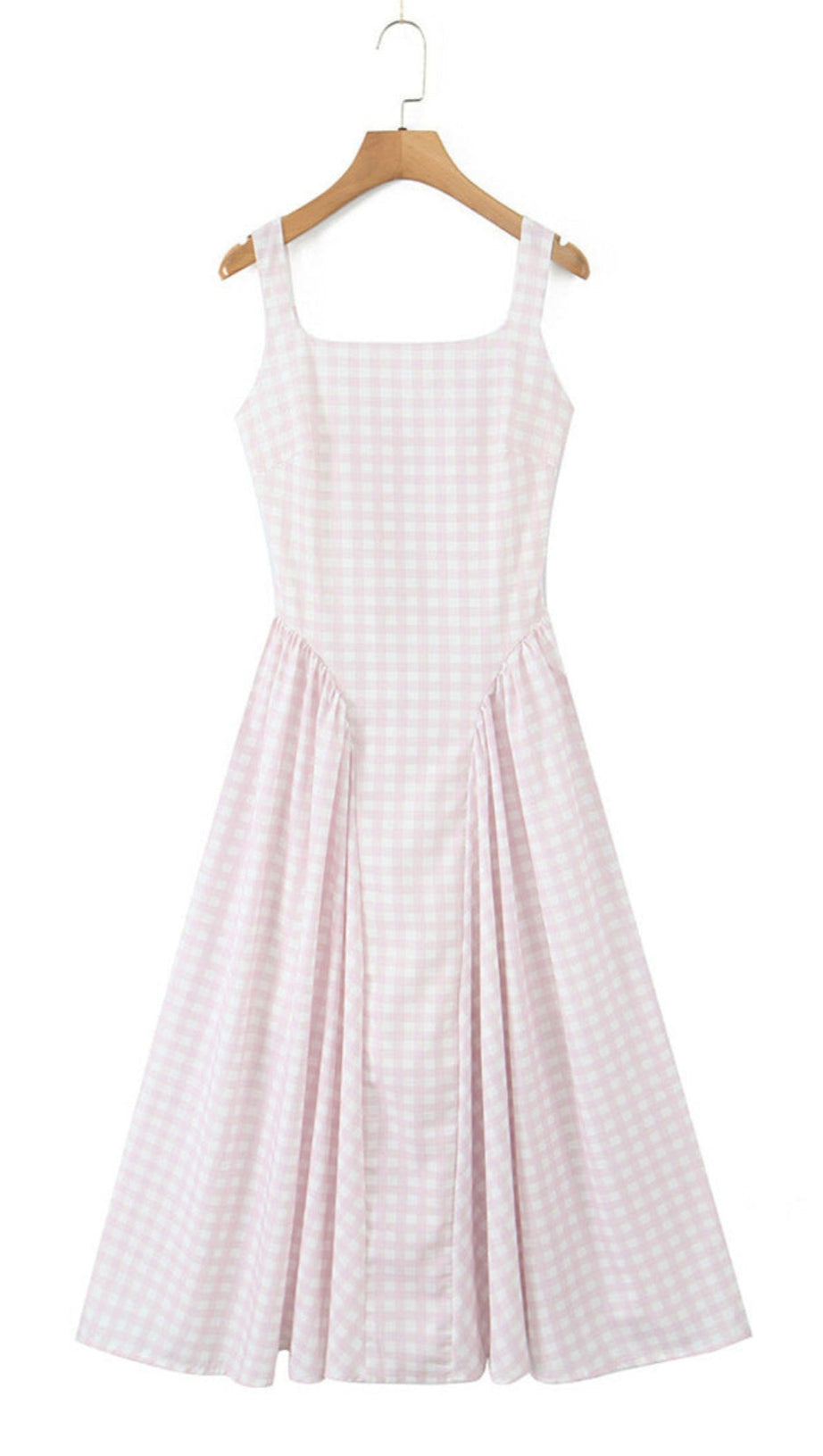 SHERRIE MIDI DRESS - BLUSH GINGHAM