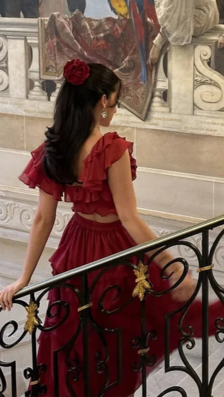 SQUARE NECK RUFFLE SLEEVES BACKLESS DRESS