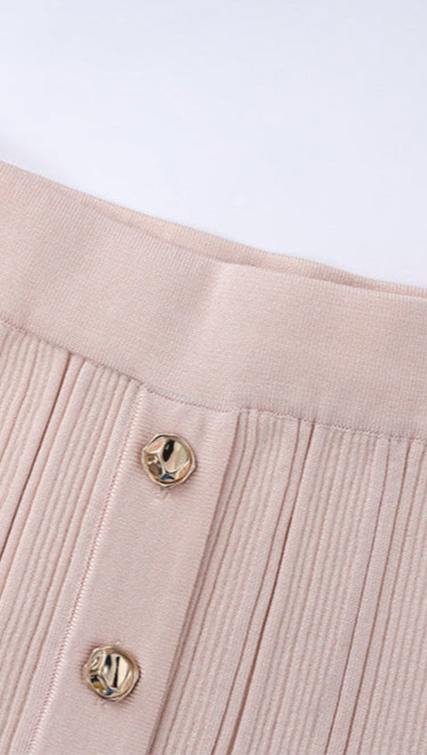 AIIZIE EARTHA SLEEVELESS KNITTED DRESS TOP SKIRT SET IN APRICOT - product image
