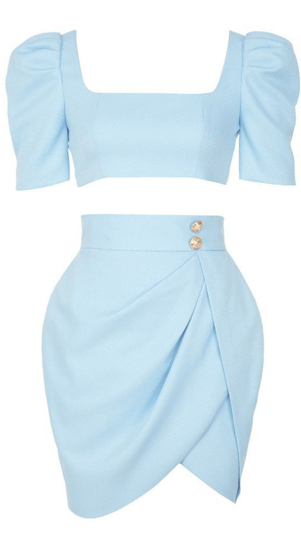 AIIZIE BLUE VINTAGE SQUARE - NECK PUFF TWO - PIECE SET - product image